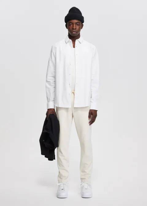 Pantalon met structuur off-white (CREME.L)