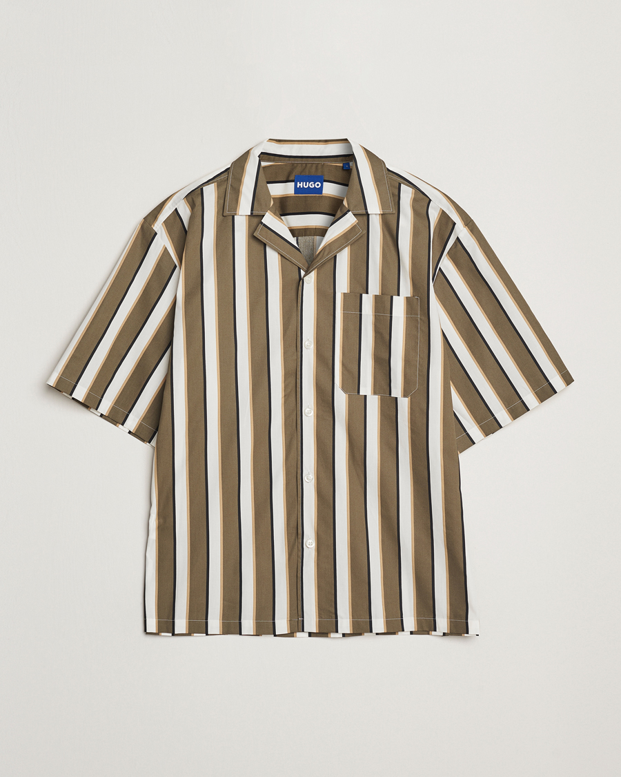 HUGO Eligino Striped Short Sleeve Shirt Open Green