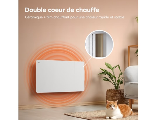 CIARRA - Radiateur inertie Radiateur connecté inertie sèche céramique 1500w cdhtd15a-w