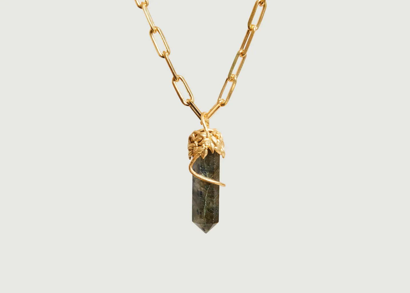 Collier plaqué or et labradorite Pierre d'Arbre An-nee