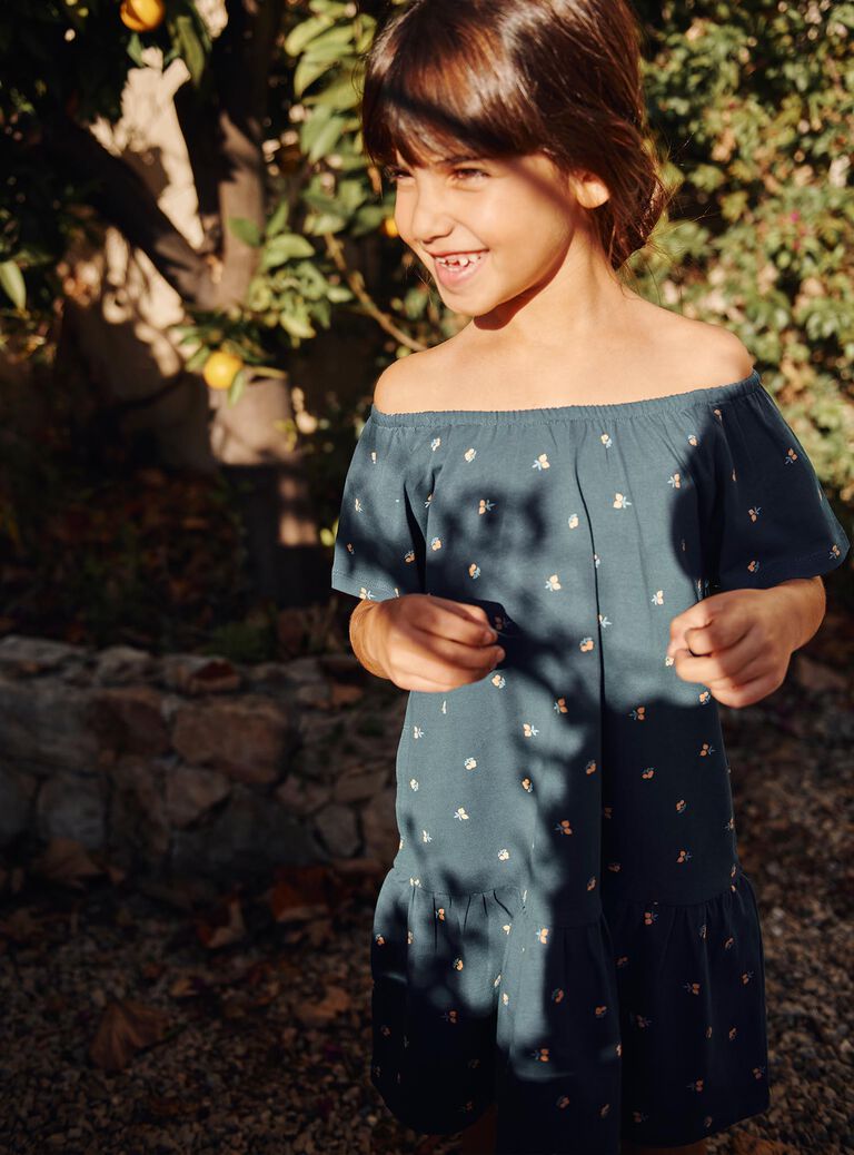 Robe bleu marine à imprimé clémentine