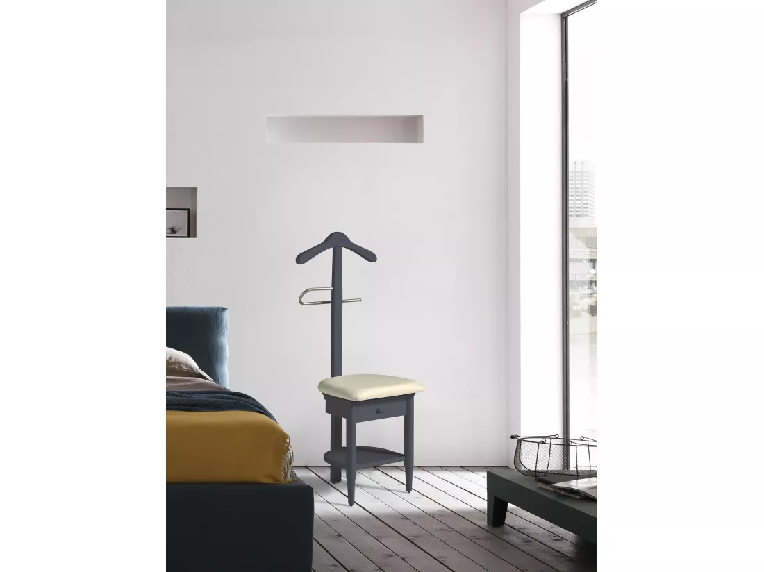 Valet de nuit - H115cm x L45cm x P41cm - hêtre massif gris graphite - Stanza