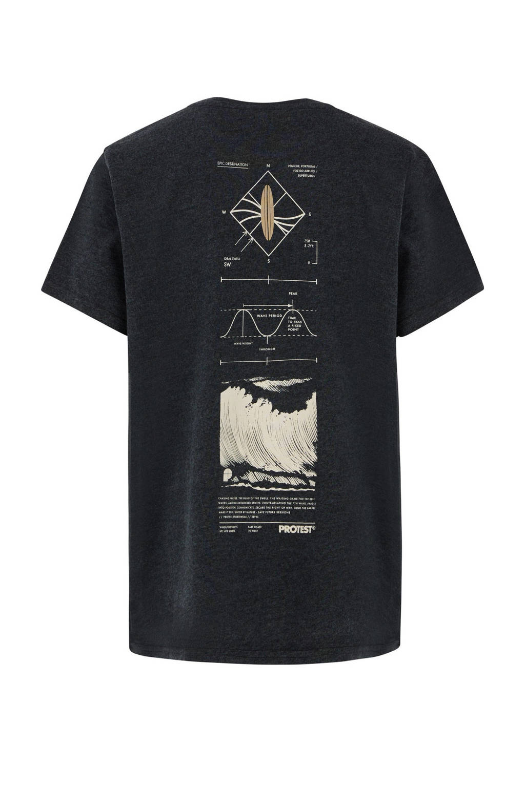 Protest T-shirt met backprint donkergrijs