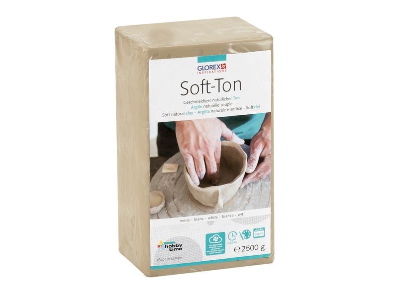 Glorex Modelliermasse Soft-Ton 2500g, weiss Tonartige Modelliermasse auf natürlicher Basis