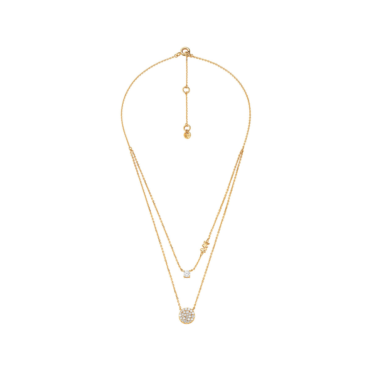Collier MICHAEL KORS double rang argent 925 doré zirconias 45 cm