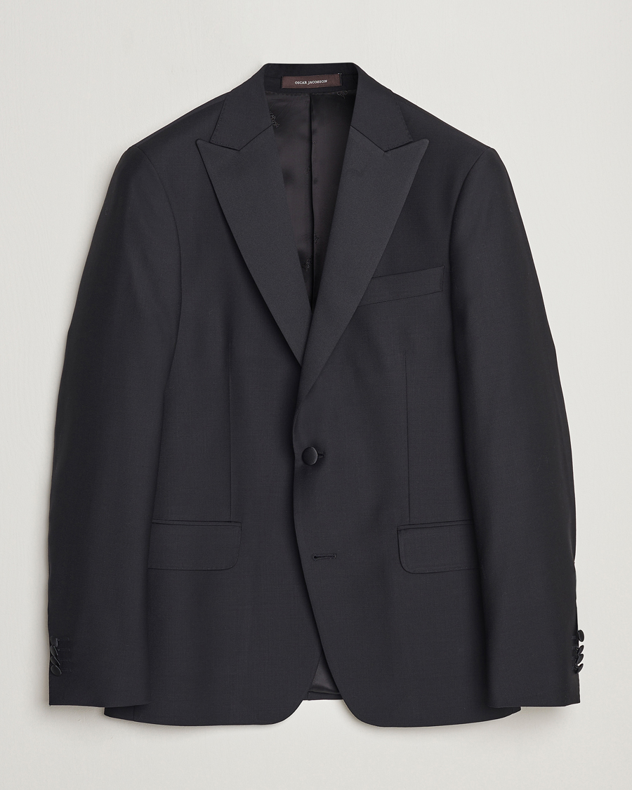 Oscar Jacobson Elder Wool Tuxedo Blazer Black