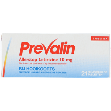 Prevalin Allerstop cetirizine 10 mg tabletten bij hooikoorts, 21 stuks