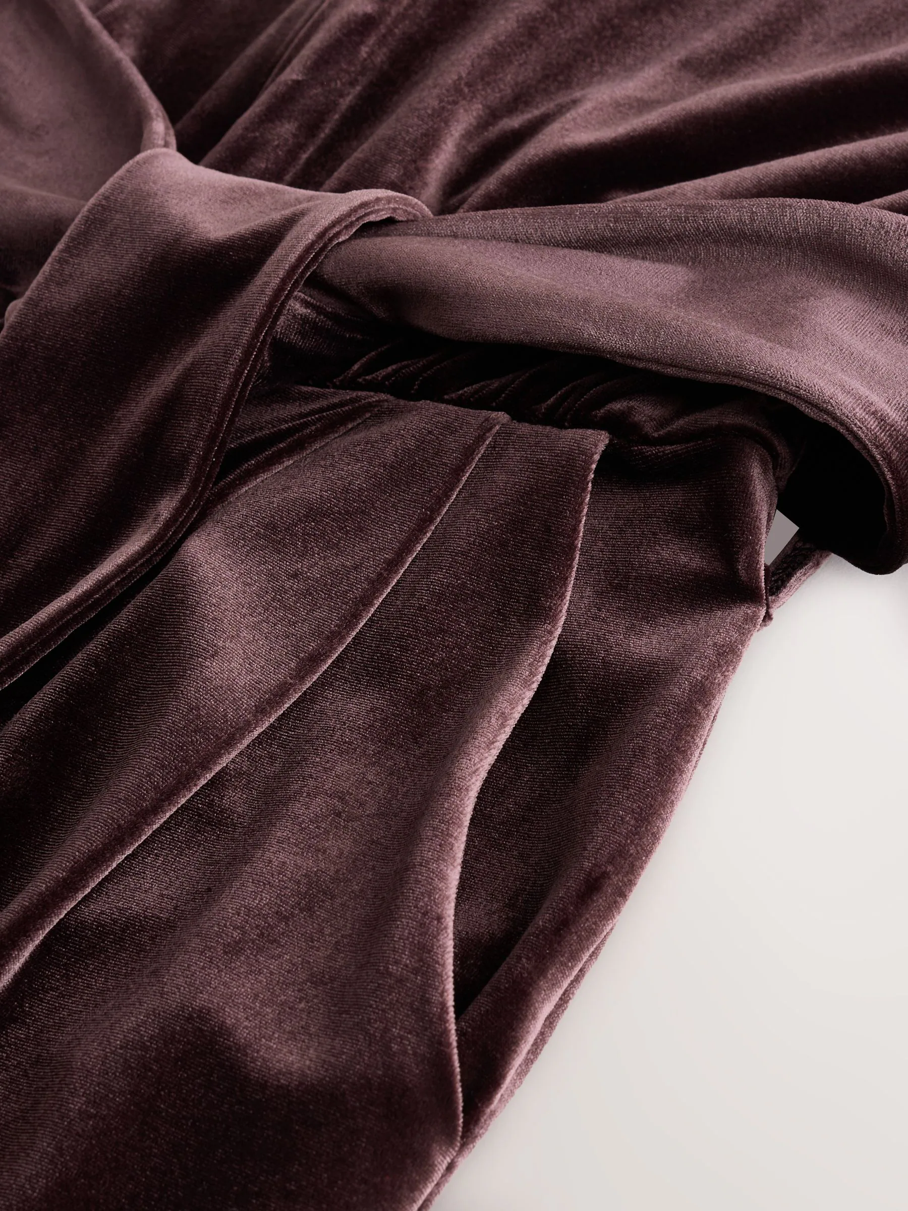 Chocoladebruin - Velvet Tie Waist Wide Leg Jumpsuit
