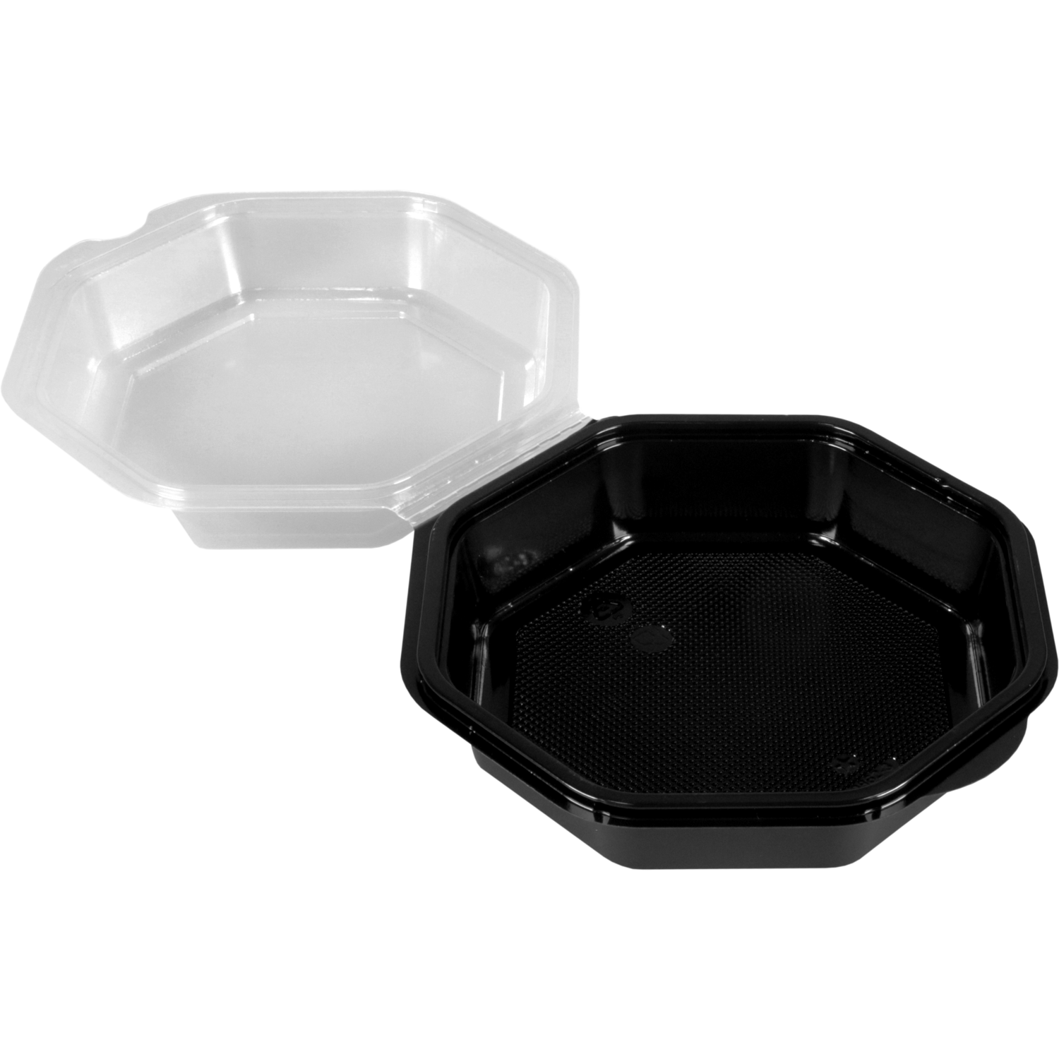 Bak, PS, 400ml, Ø160mm, incl. vaste deksel, octaviewbox, 60mm, zwart/transparant