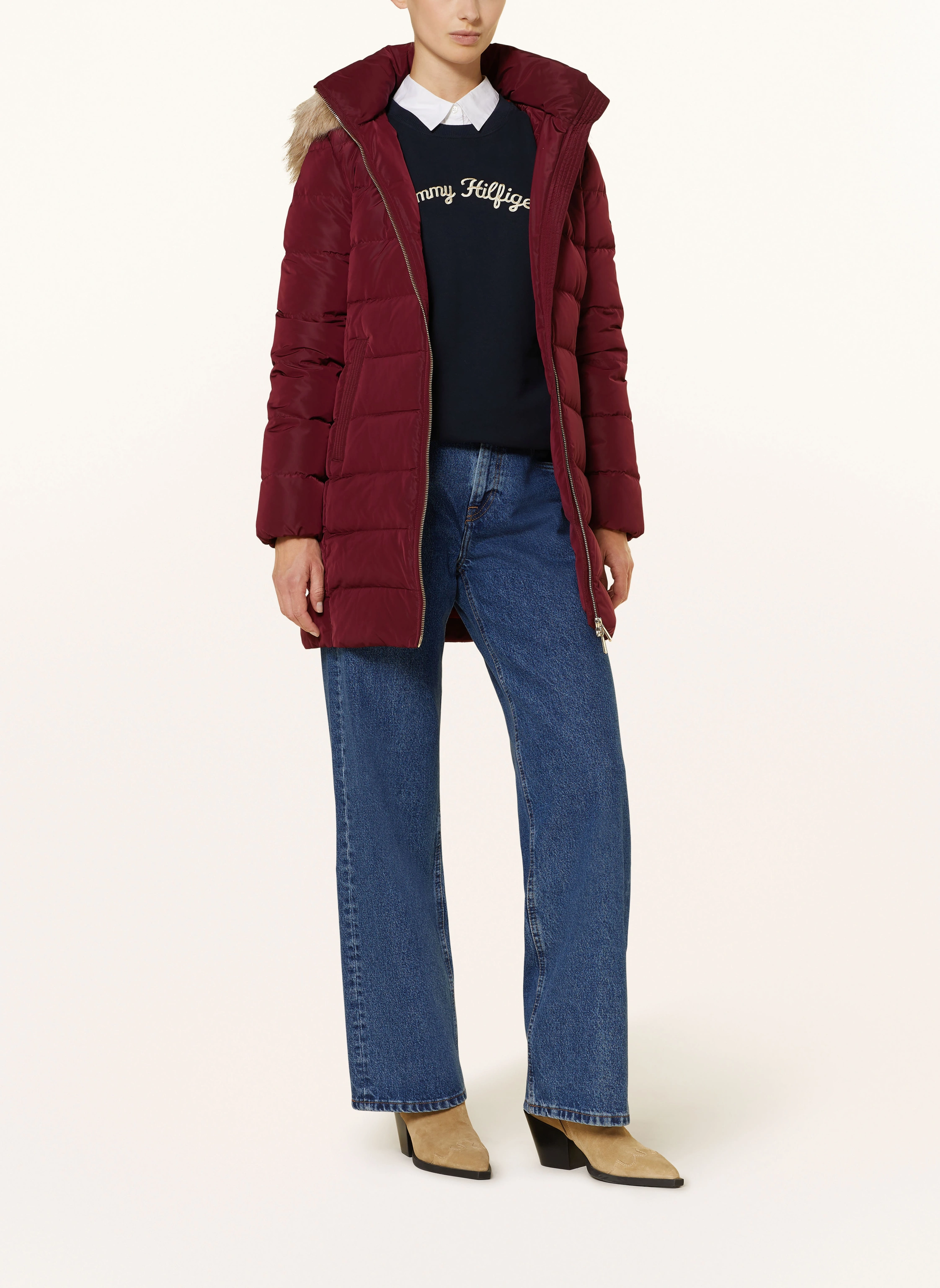 TOMMY HILFIGER Daunenmantel HERITAGE DOWN TYRA mit abnehmbarem Kunstpelz