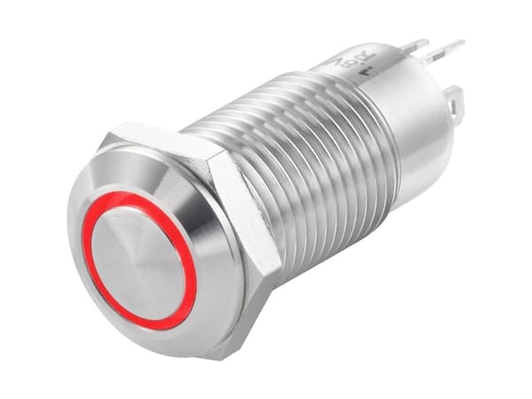 TRU COMPONENTS TC-7494672 TC-GQ12-CH-10ZE/J/R/12V/S Trykknap 36 V/DC 1 A 1 x Off/On Klikkende Rød IP40 1 stk