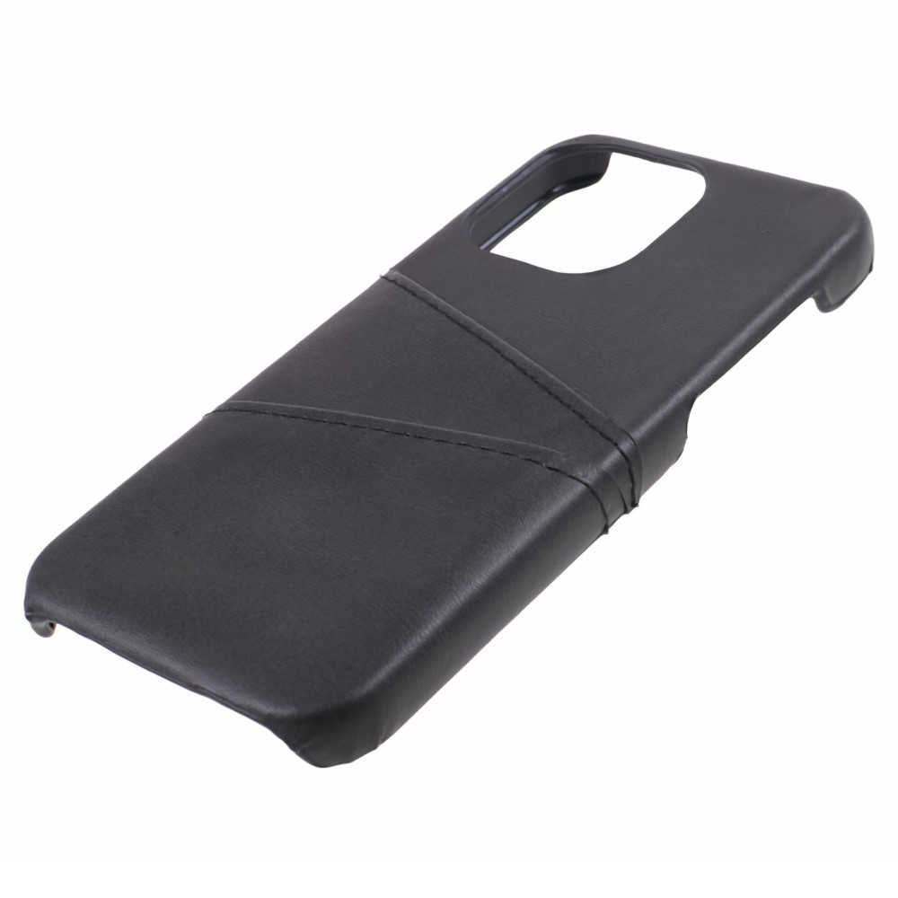 iPhone 15 Pro Max Leder Hülle Snap Case   Kartenfach - Schwarz