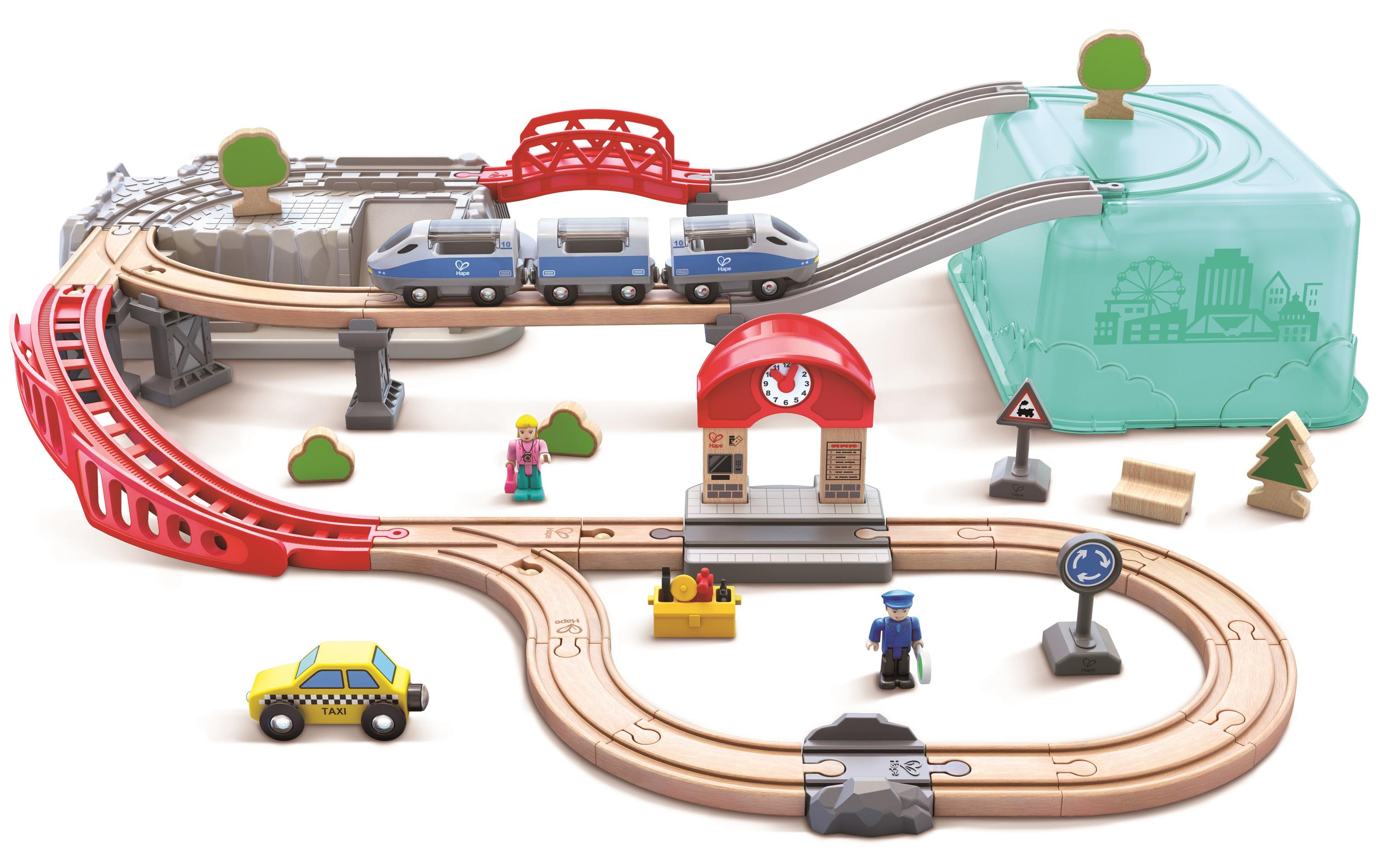 Eisenbahn Stadtbahn-Set in praktischer BoxSpielset mit 48 Teilen