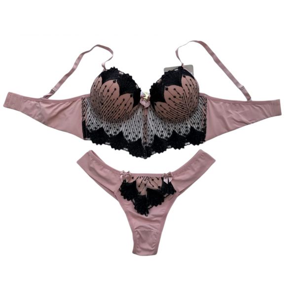 Donna Chic Conjunto Cropped Glamour Rosa C/Preto M
