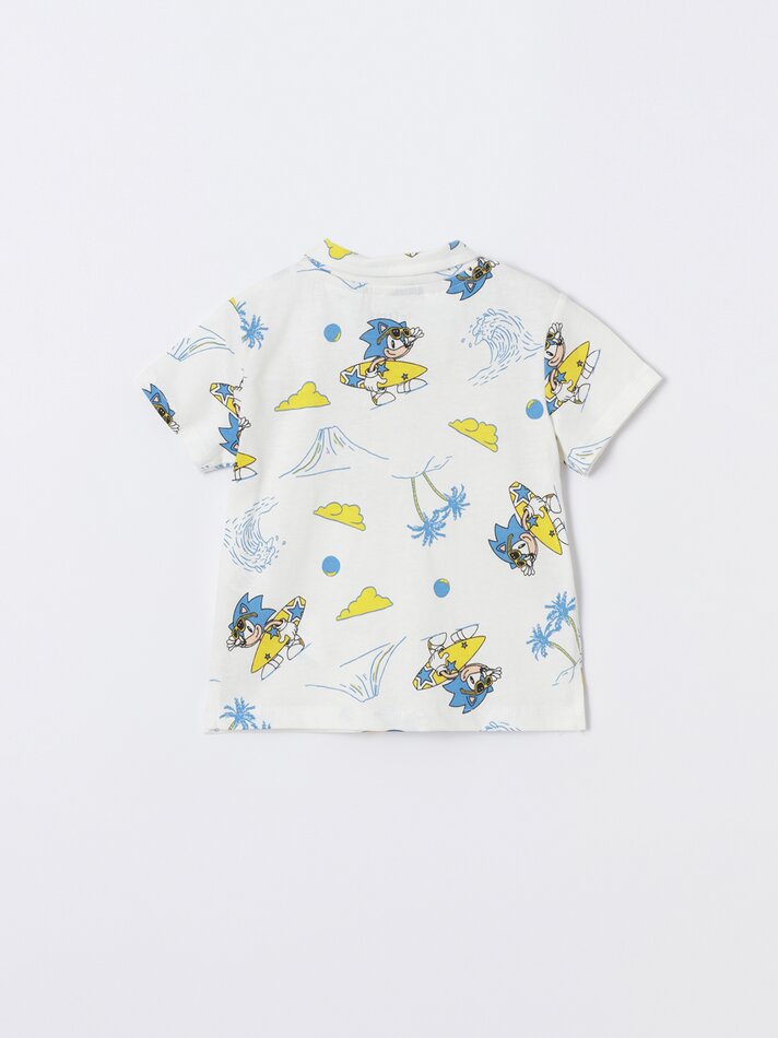 Conjunto de camisa polo e bermuda Sonic - Off-White