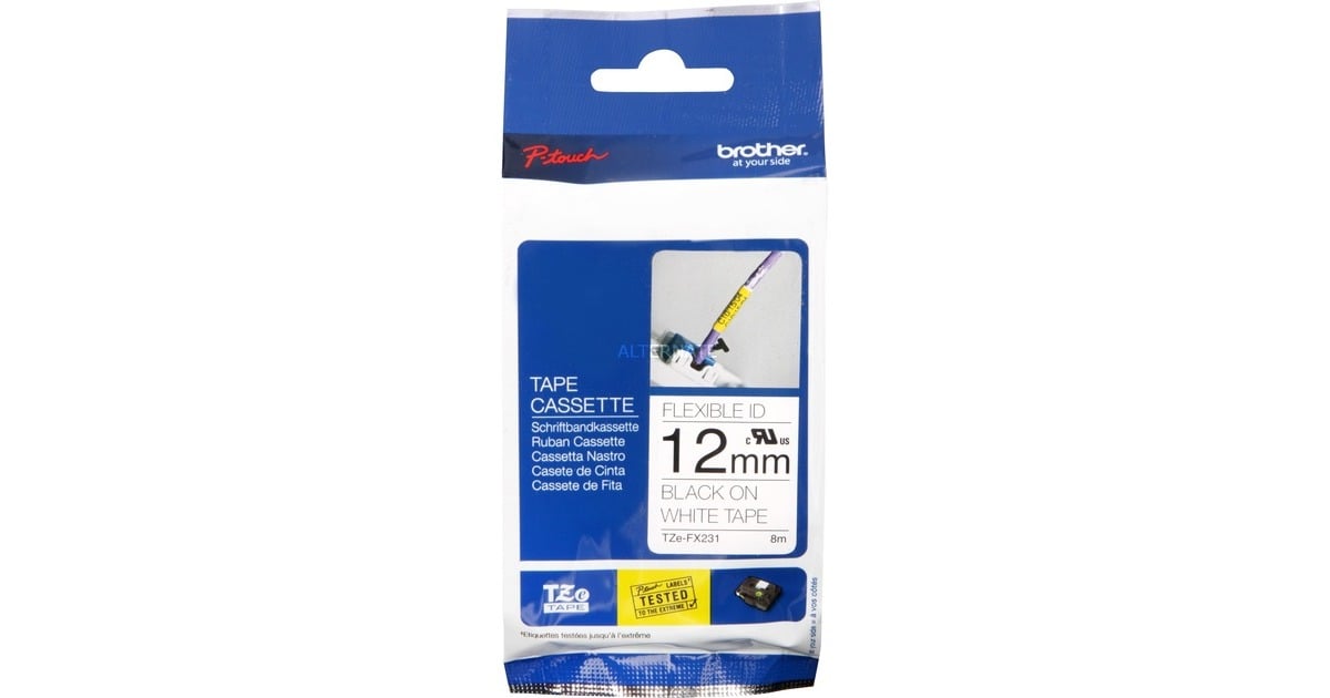 BrotherTapecassette TZE-FX231 printlint  (12 mm zwart op wit )