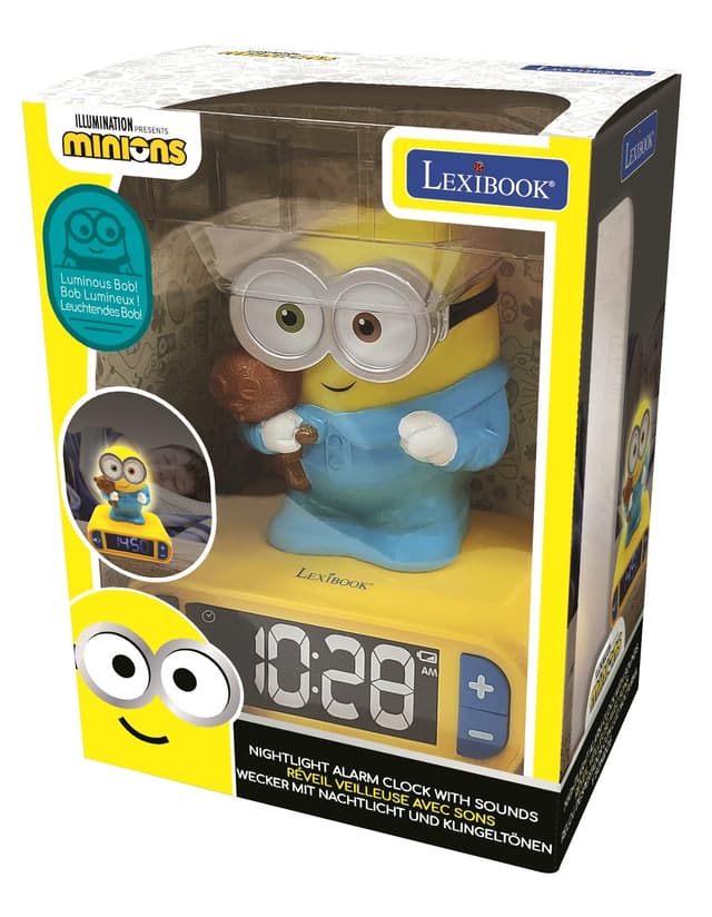 Vækkeur med natlys 3D-design Minions og lydeffekter