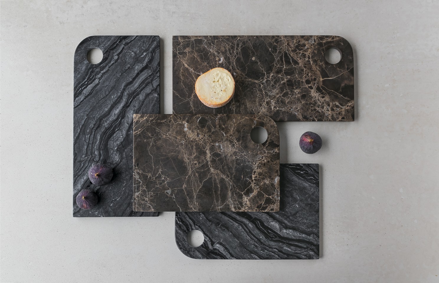 Mette Ditmer - MARBLE serving board, large -Black / Grey