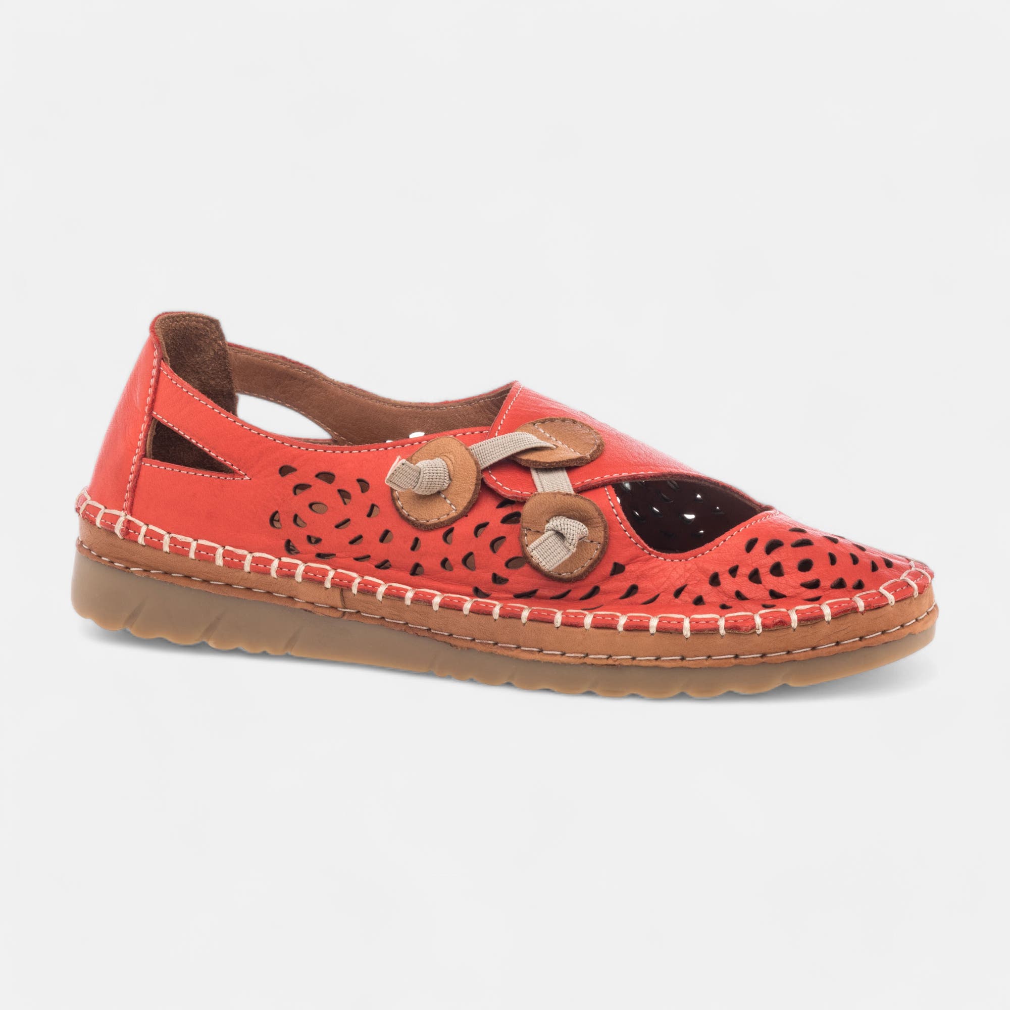 Ballerines Femme en cuir rouge