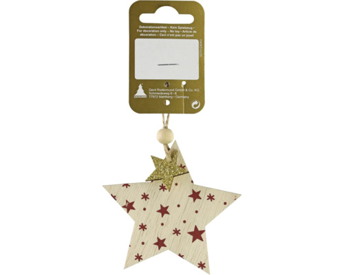 Kerstdecoratie hangende ster met kleine sterretjes, naturel