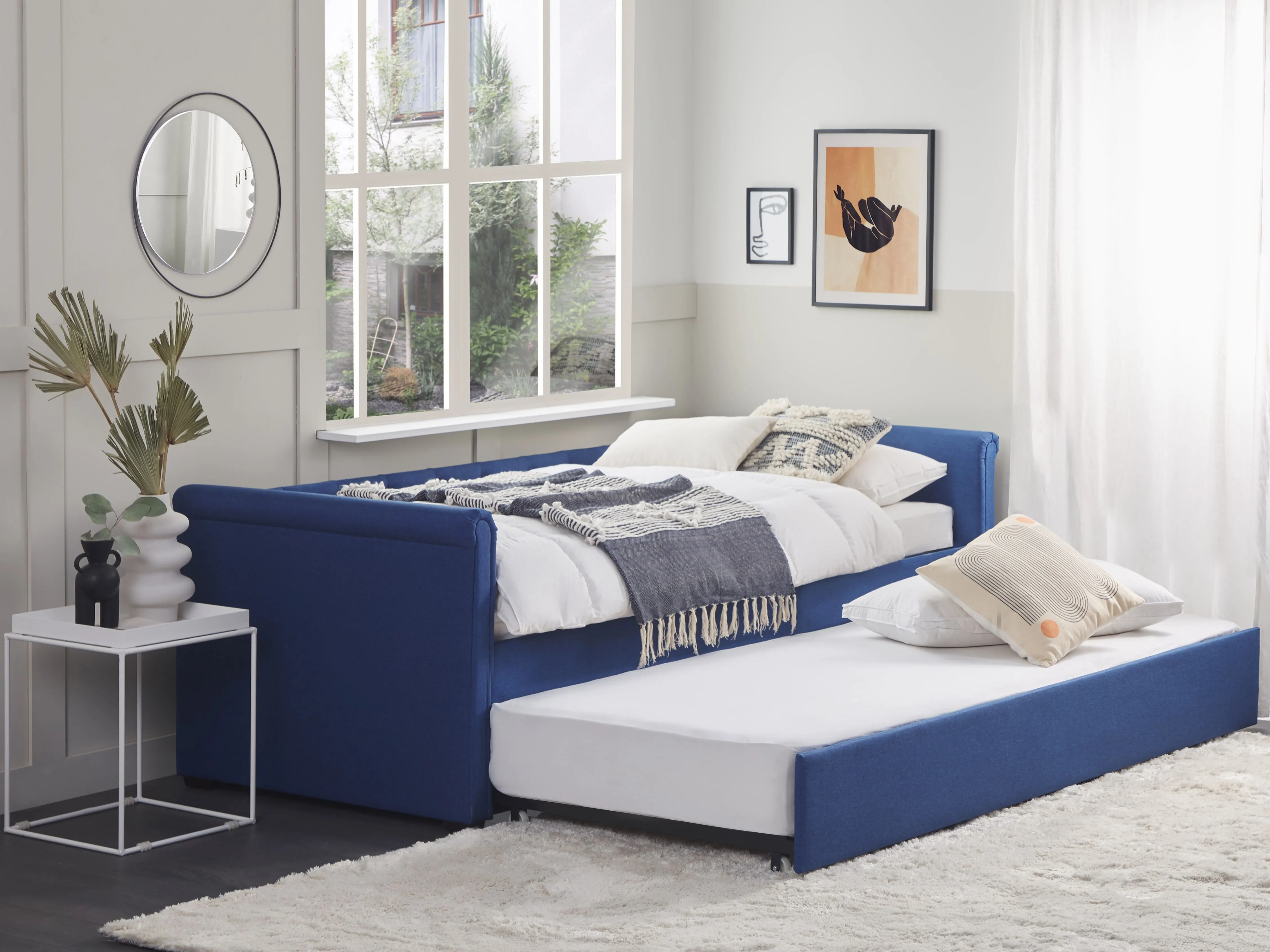 Onderschuifbed Stof LIBOURNE 90 x 200 cm Marineblauw