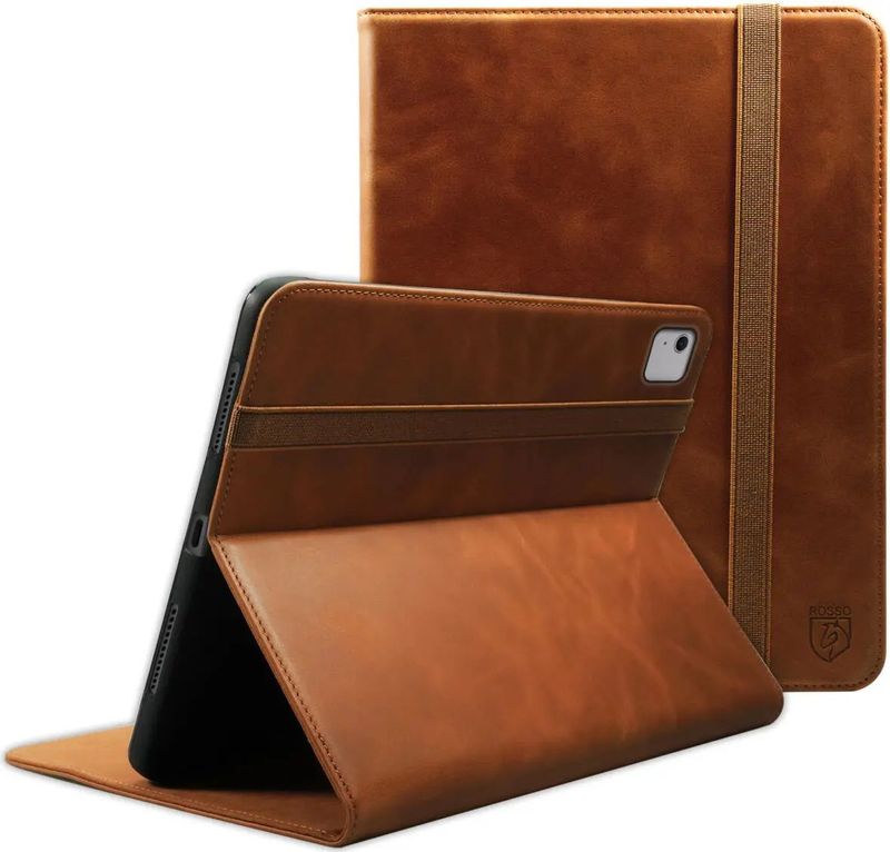 Rosso Deluxe - Book Case - Echt Leer - Bruin - Voor Apple iPad Air 13 (2024/2025)