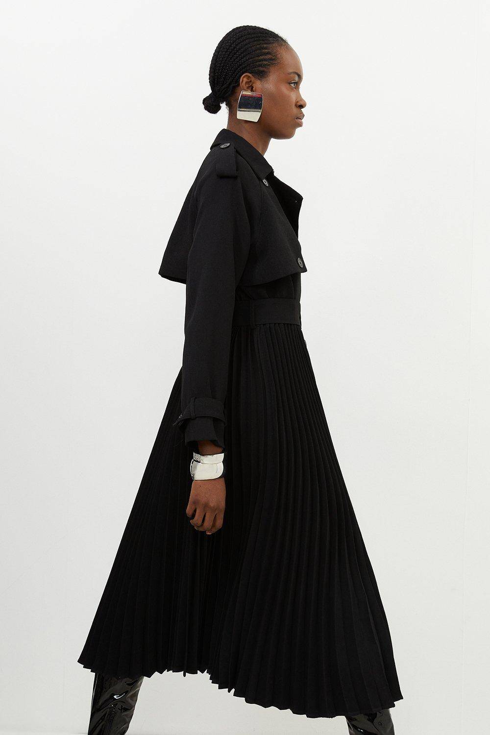 KarenMillen Trench-coat Ceinturé à Détails de Pli Sur Mesure