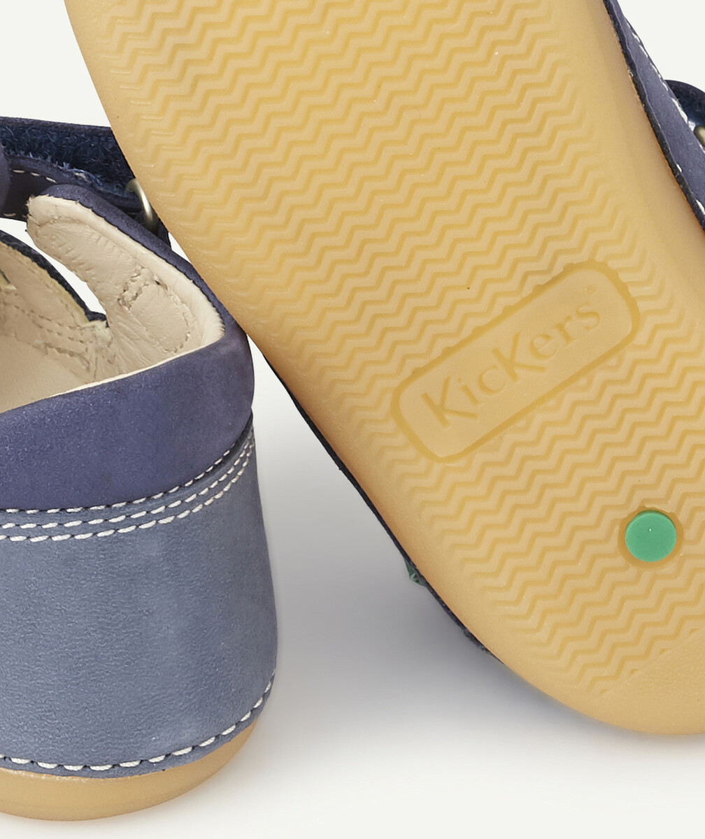 KICKERSLES SANDALES PREMIERS PAS EN CUIR AUX NUANCES DE BLEU