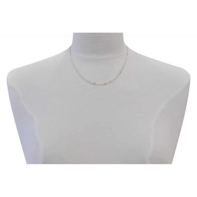 Collier Plaqué Or Perles Facettées de Pierre de Lune