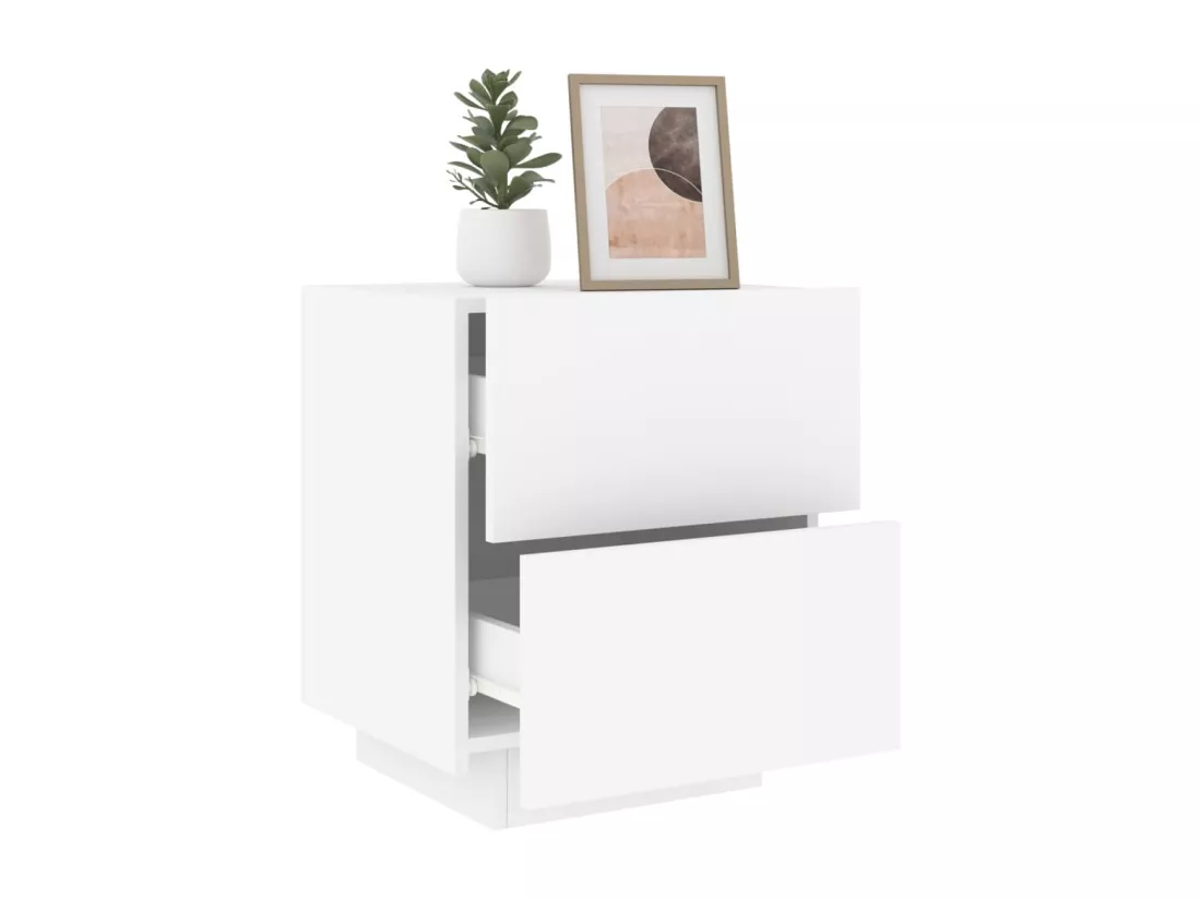 Armoire de chevet avec lumières LED blanc bois d'ingénierie