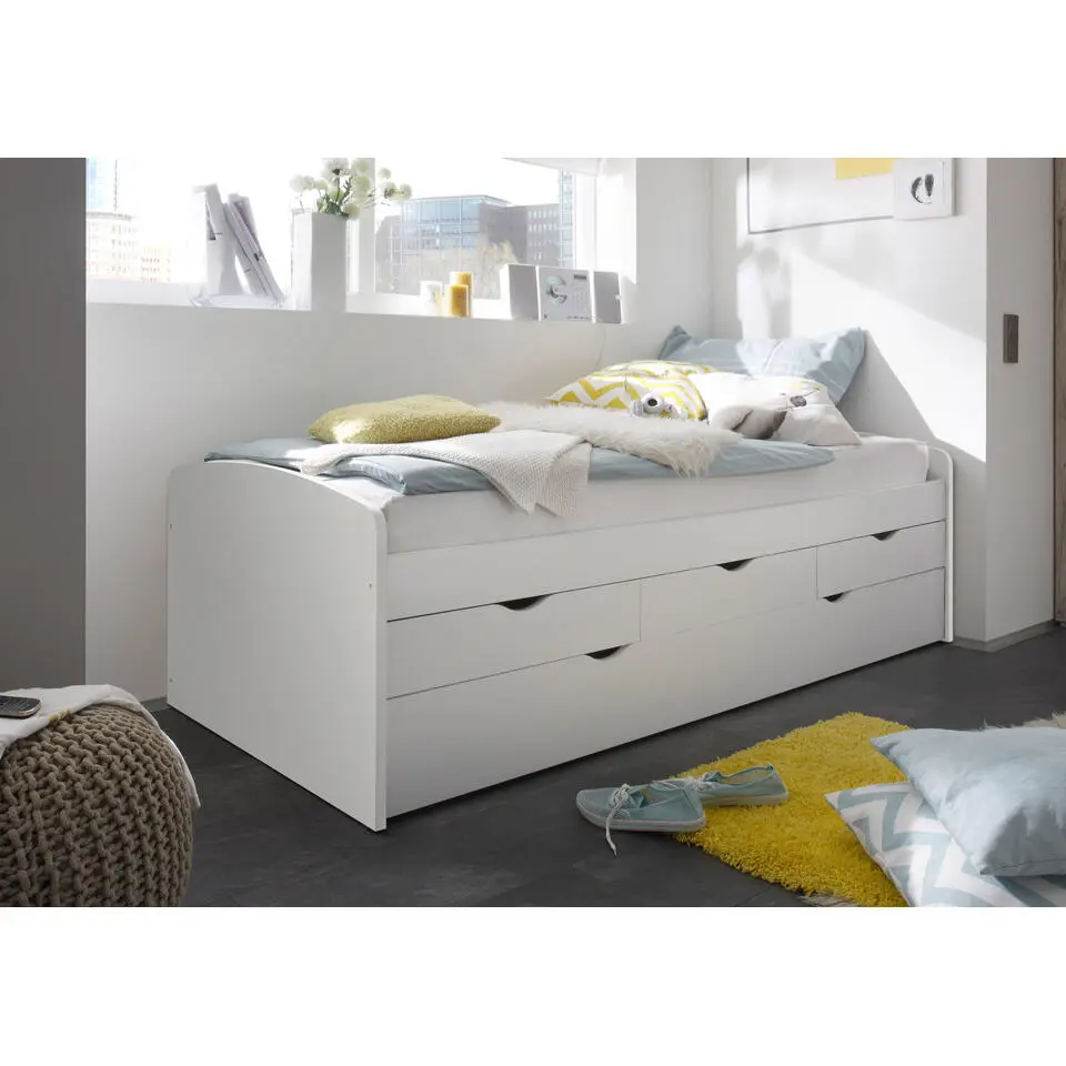 Kajuitbed Nasri 90x200 met bedlade - wit