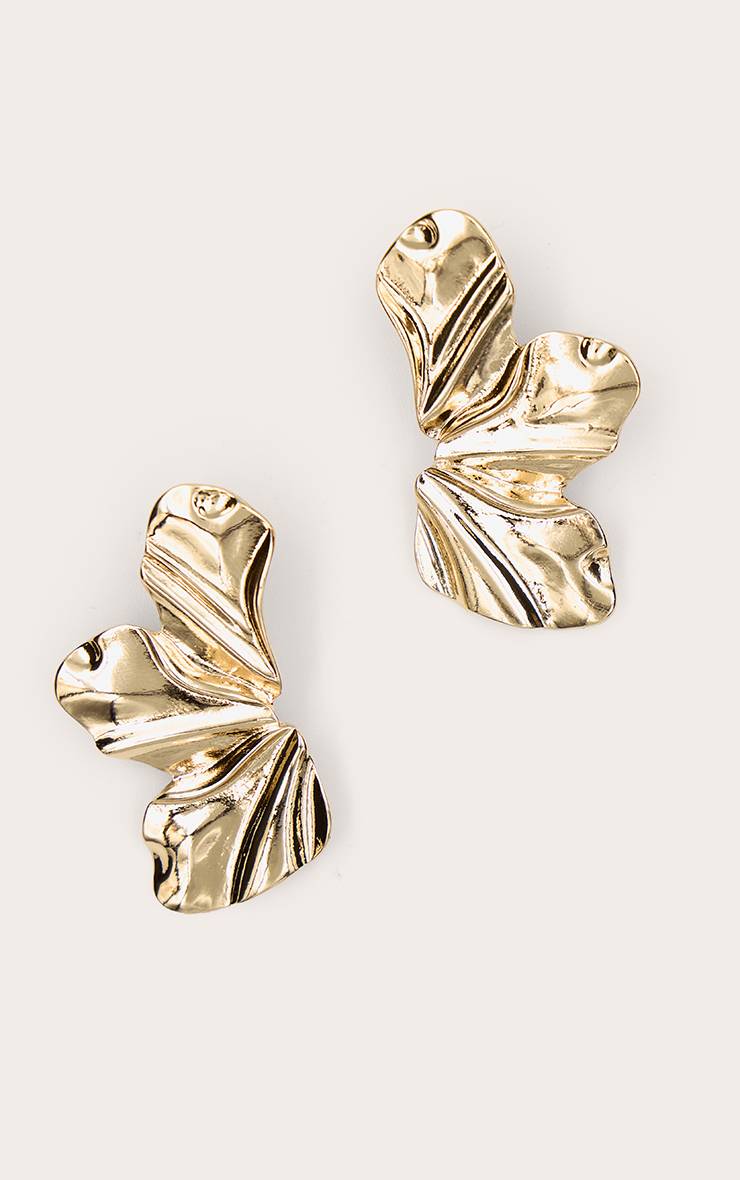 Doré Boucles D'oreilles Statement Demi-fleur Texturées