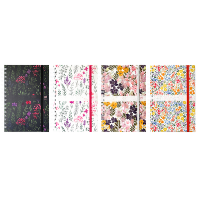 Agenda à élastique Oxford Flowers - 1 semaine sur 2 pages - 16 x 24 cm - disponible dans différents modèles - Hamelin