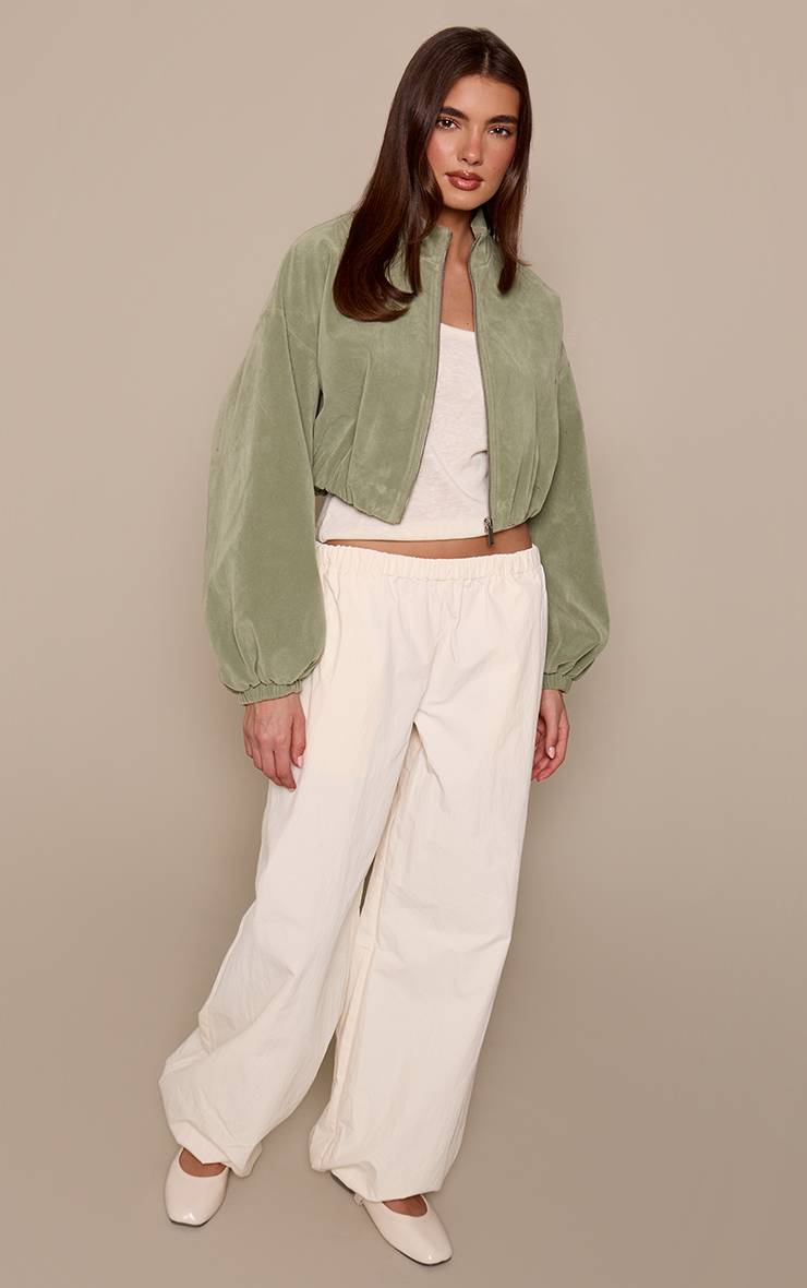 Pistache Blouson Aviateur Court En Synthétique