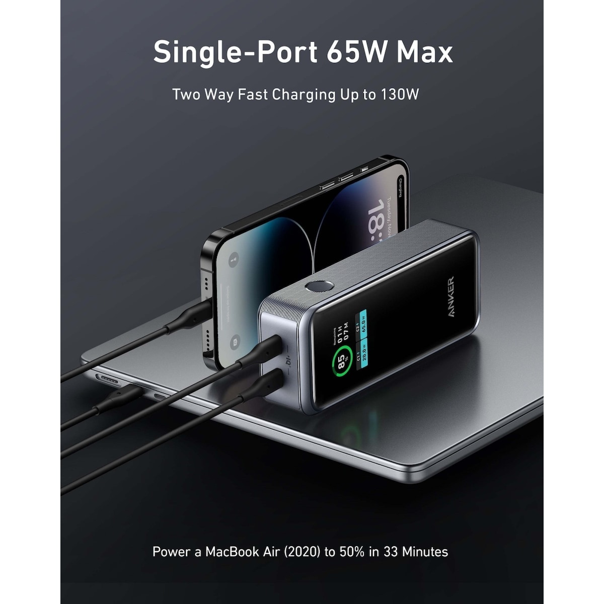 Anker Prime 130W reservestrømforsyning, 12000 mAh