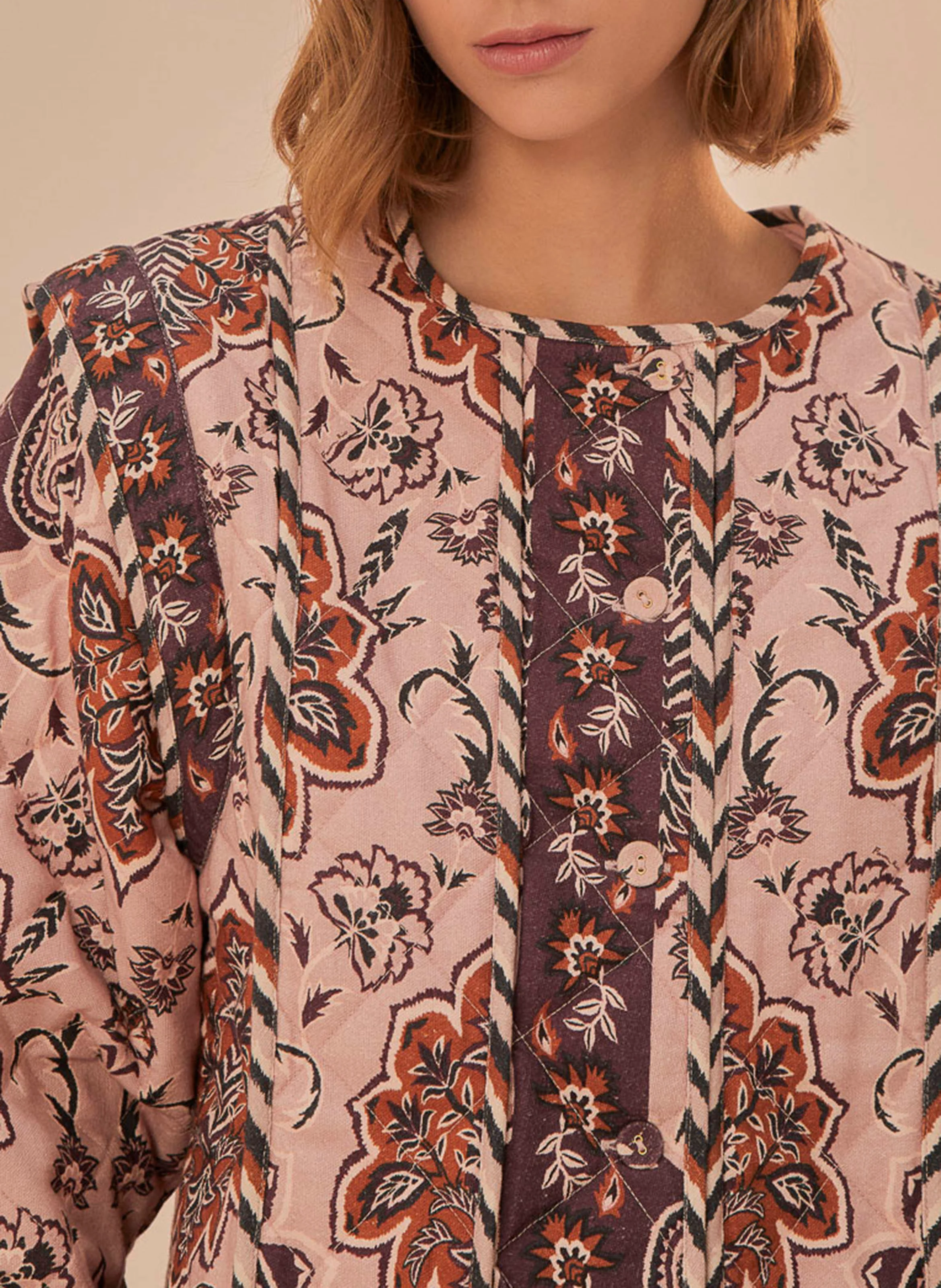 Veste droite en coton imprimé | Multicolore