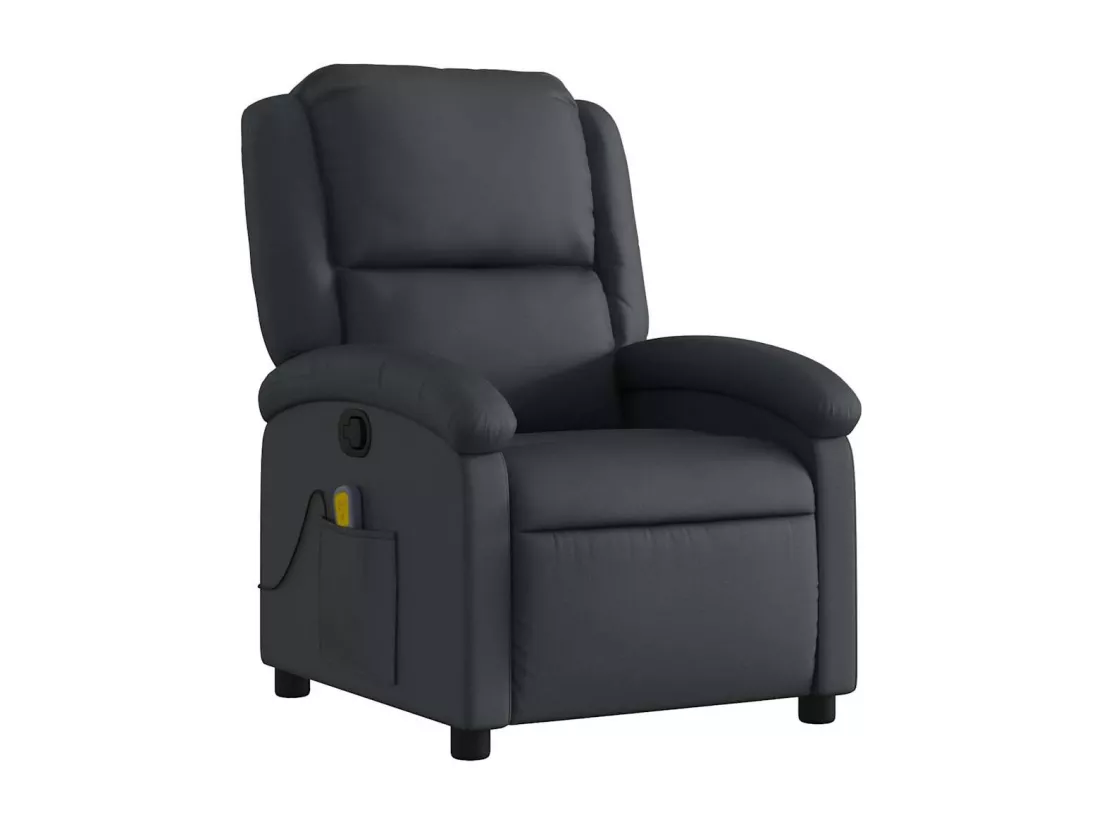 Fauteuil de massage inclinable noir cuir véritable