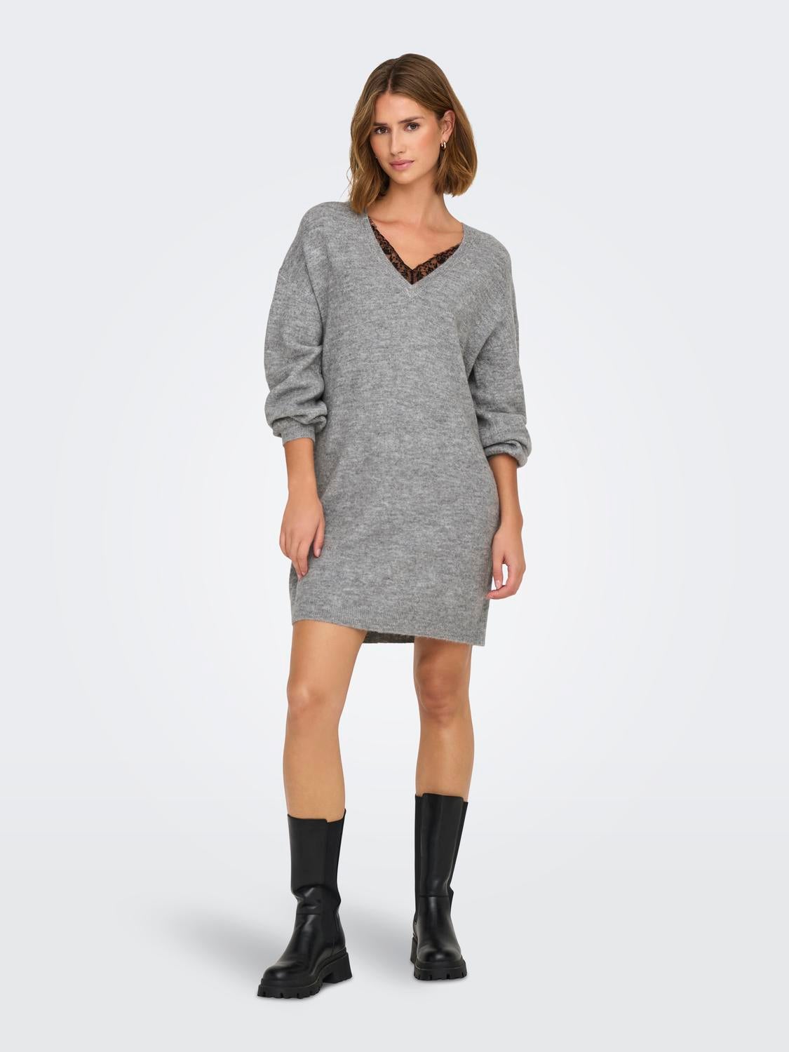 ONLMANIFESTA Midikleid Light Grey Melange