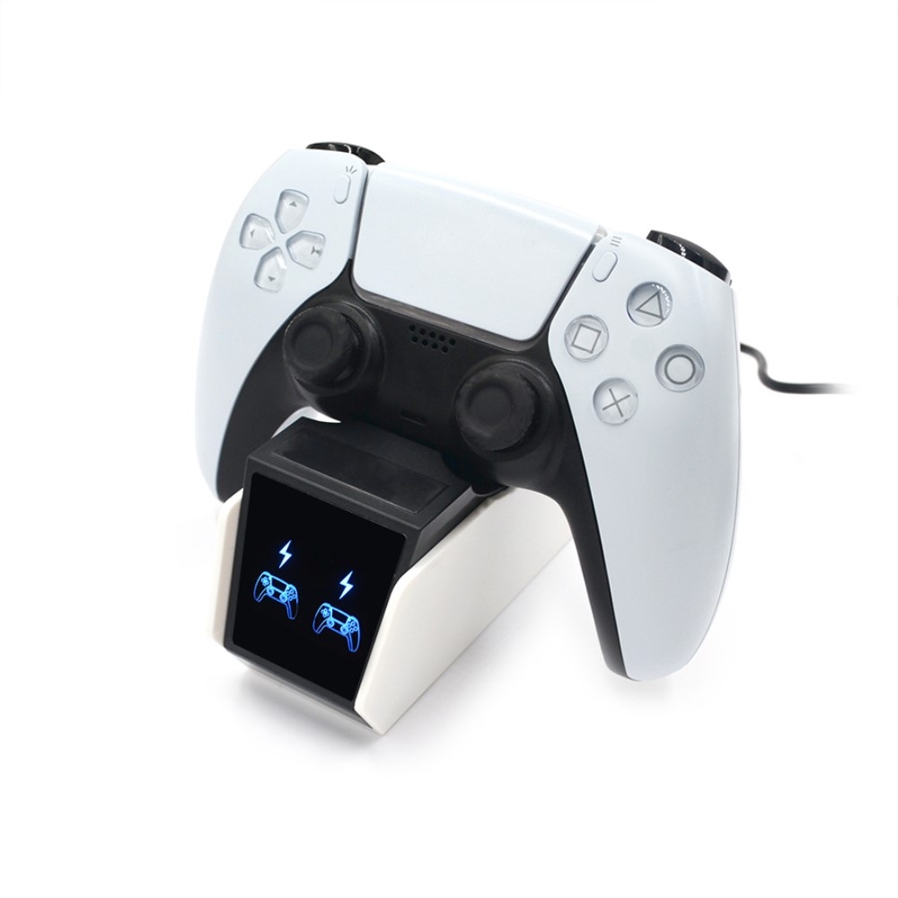 Sony PlayStation PS5 / PS5 Slim Controller Dual Ladestation Docking Halter mit LED Ladeanzeige - Weiss / Schwarz