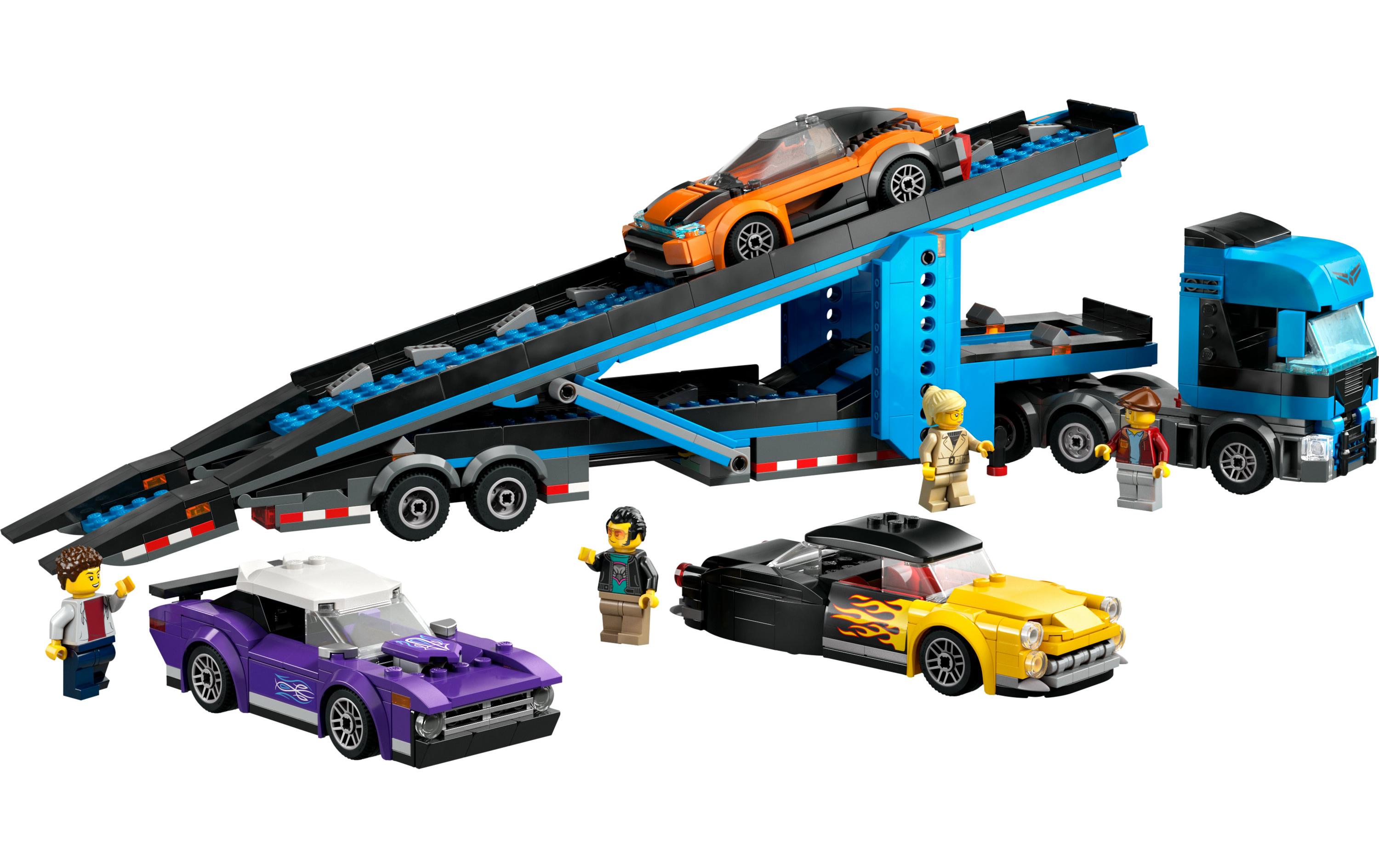 City Autotransporter mit Sportwagen 60408Zugmaschine mit Auflieger und drei coolen Spielzeugautos