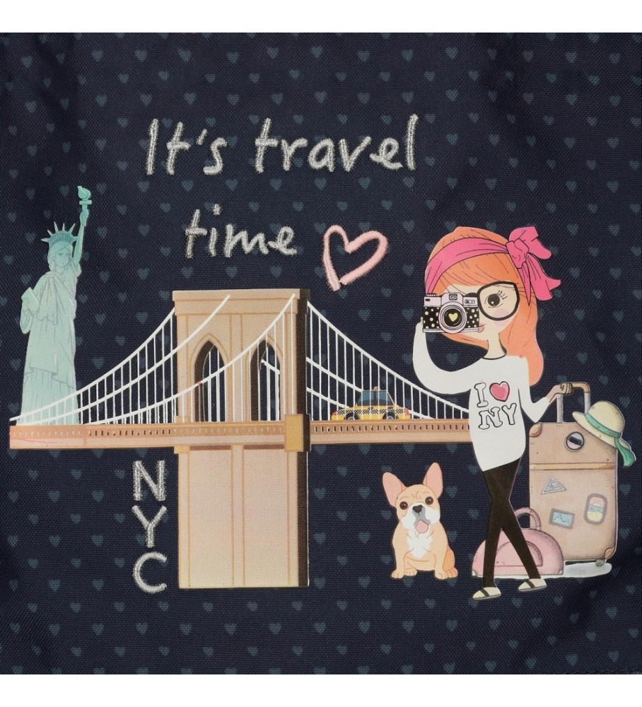 Estojo para lápis Enso Travel Time com três compartimentos, cor Marine.