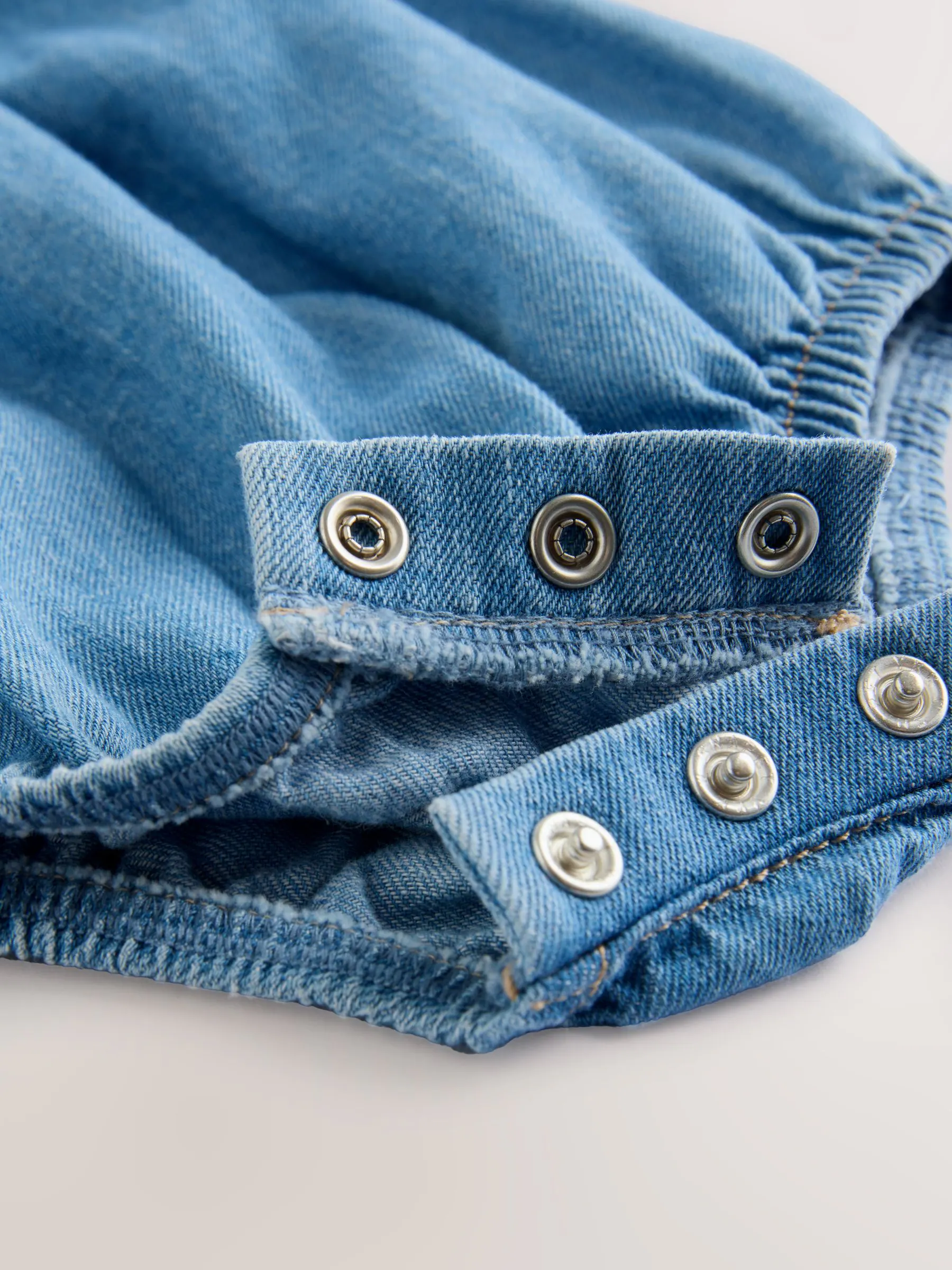 Denimblauw - Babyrompers met bloemenprint Set 2 -delig met maillot (0mnd -3jr)