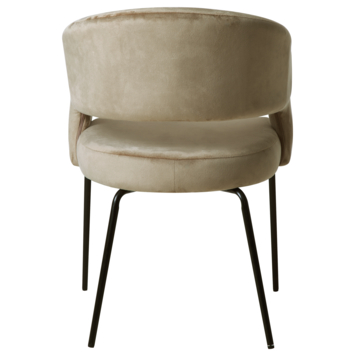KARWEI eetkamerstoel Eden beige fluweel katoen stof met armleuning