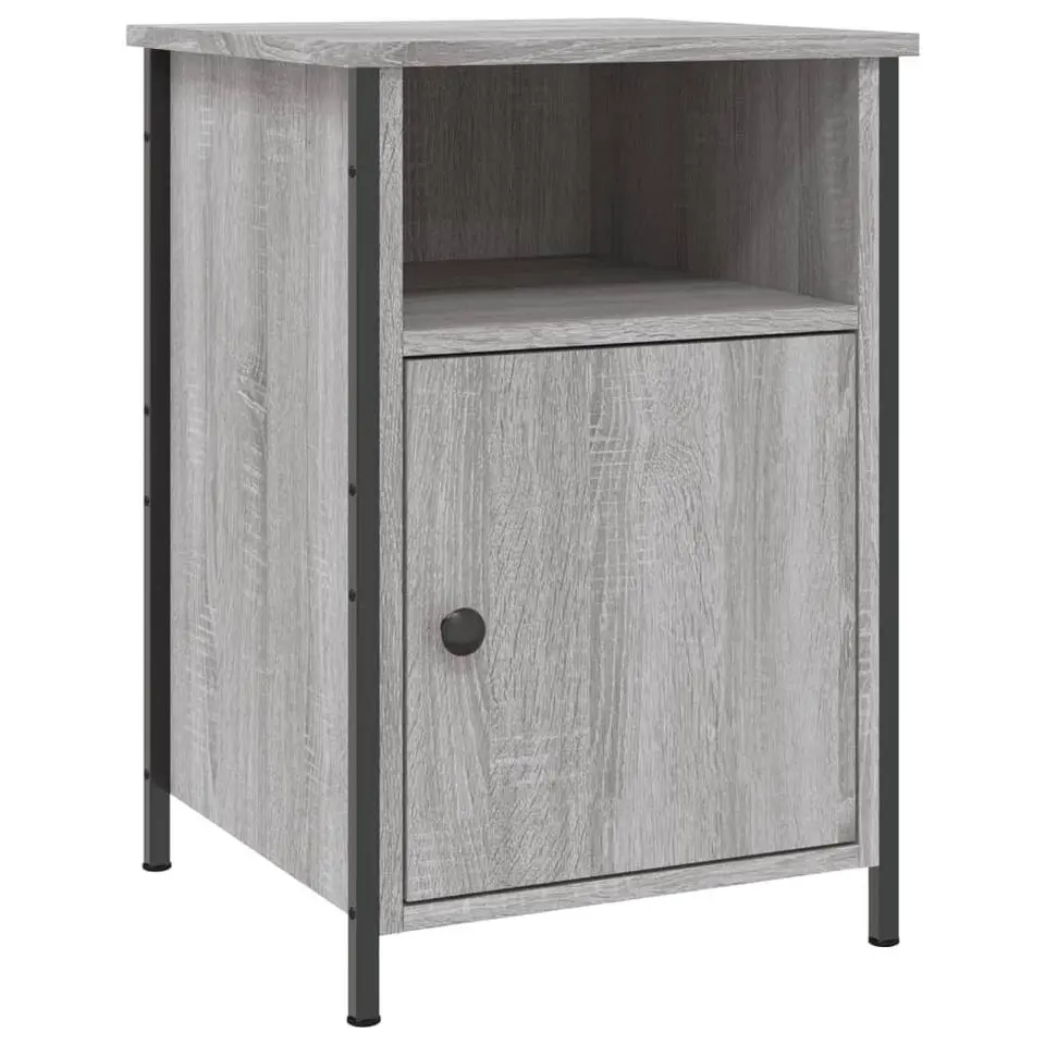 vidaXL - Industrieel Nachtkastje met deur - Grijs sonoma eiken - 40x42x60 cm