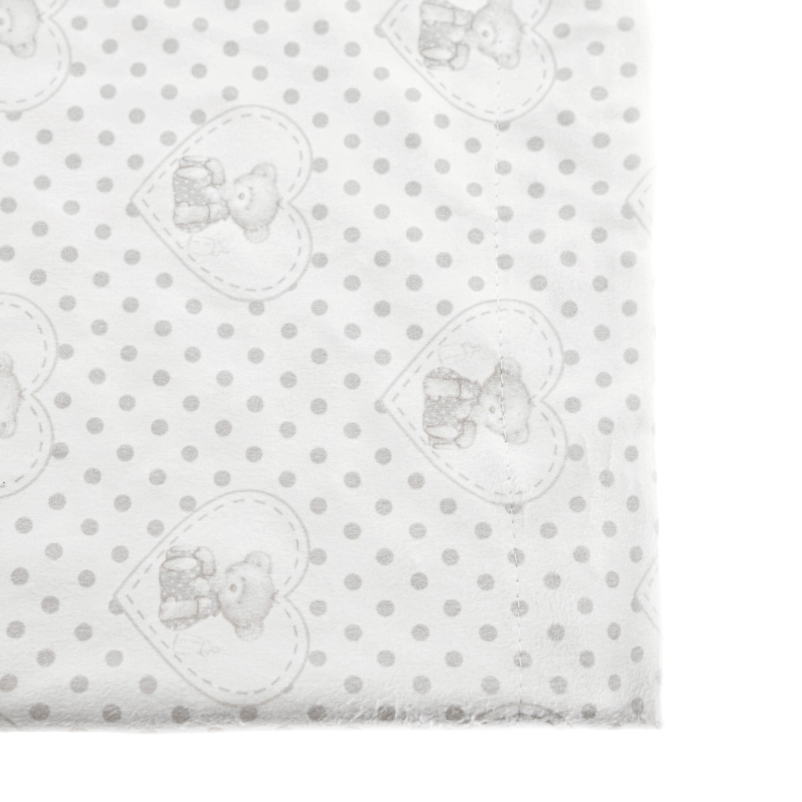 Babydecke Doppellagig 75cm x 100cm mit Babybär und Herz Grau Motiv 2