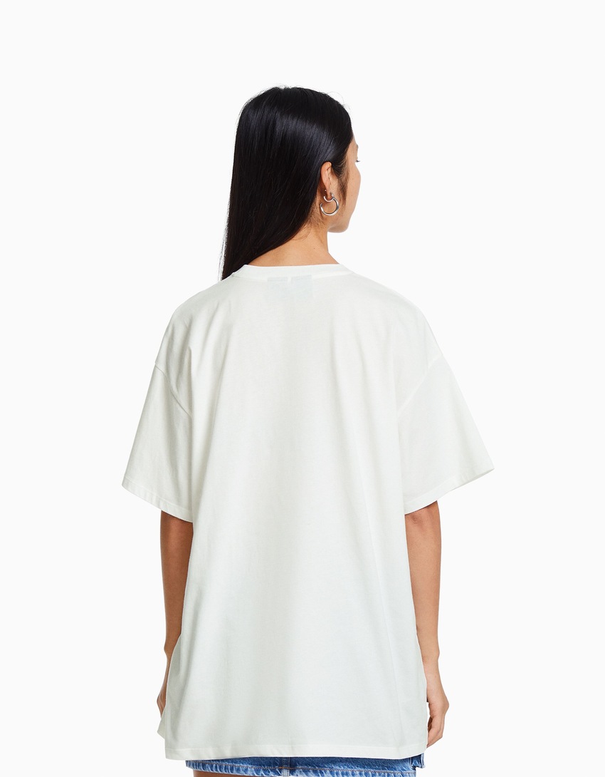 Camiseta oversized de manga curta com estampa do Tupac