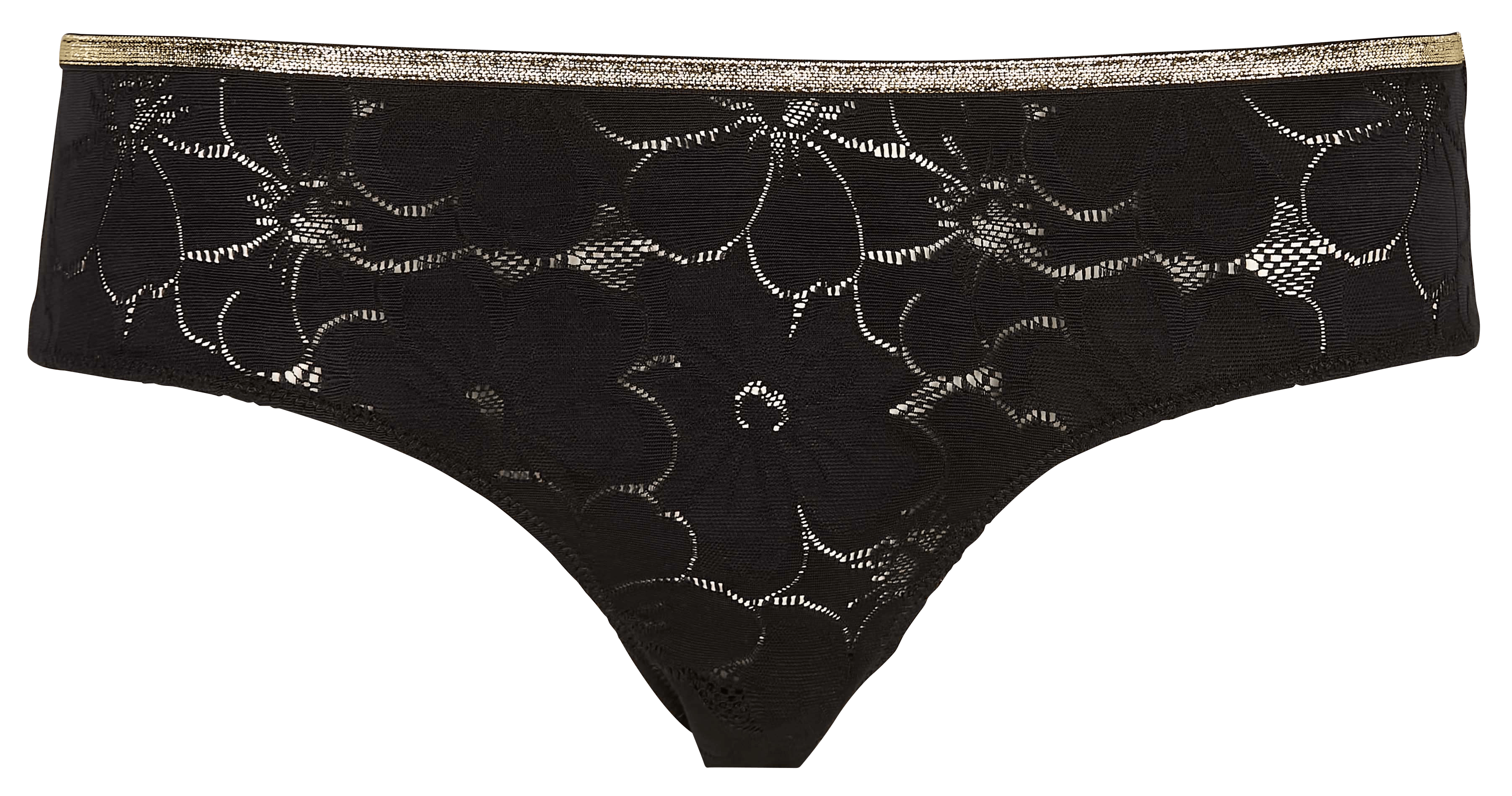 HIPSTER MAHI - Tanga taille haute en dentelle fleurie | Noir