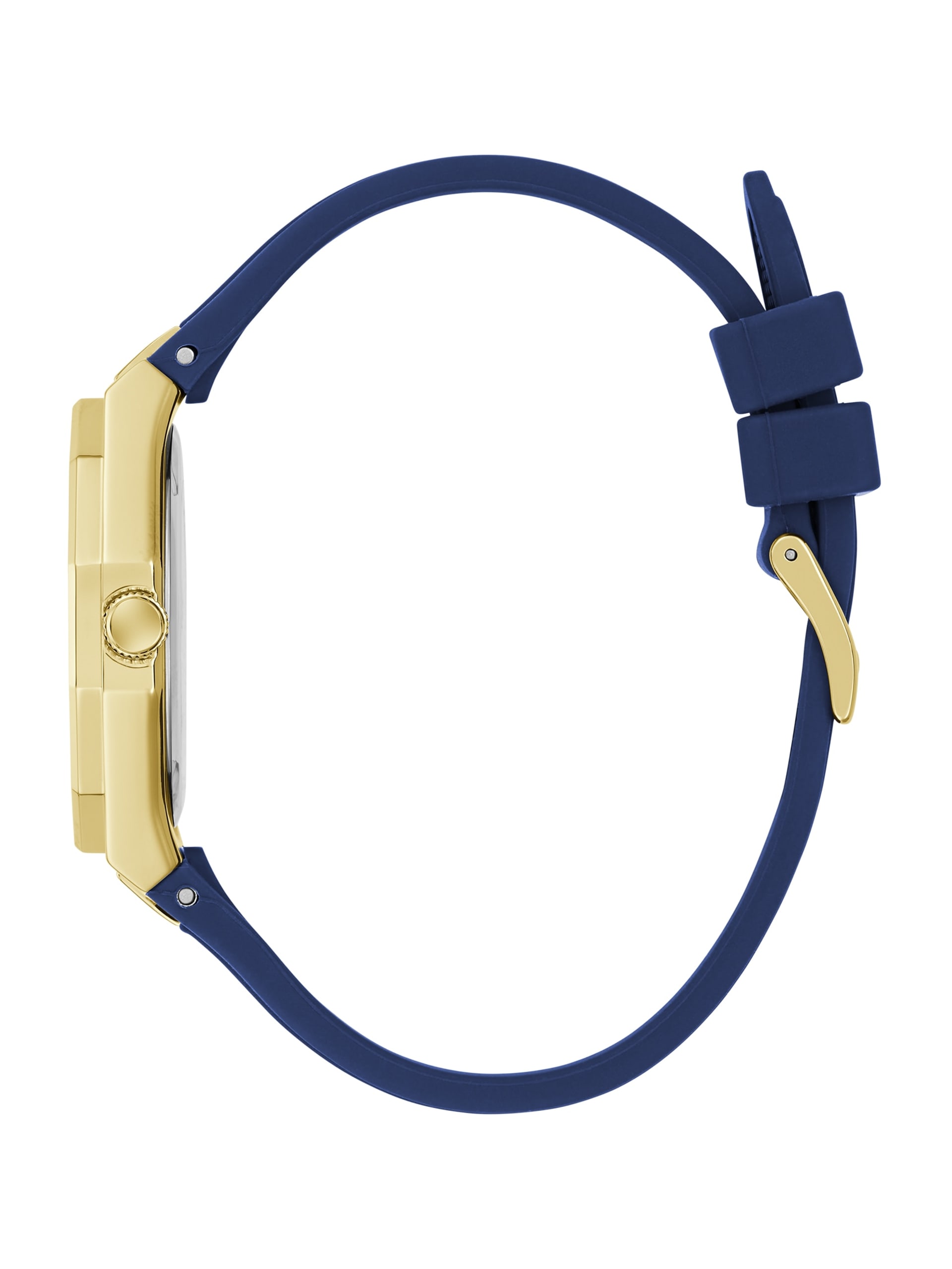 Relógio analógico de silicone dourado e azul