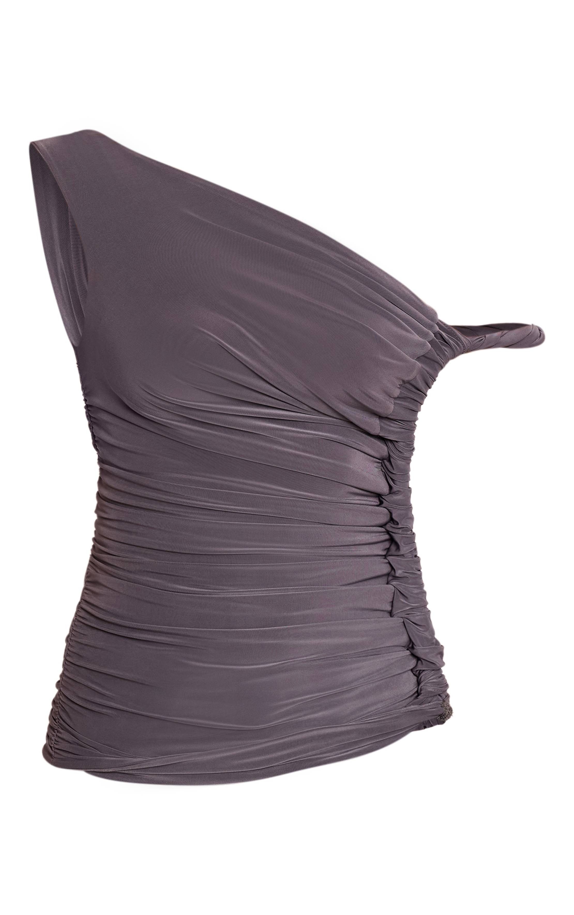 Charbon Top Drapé Double Couche En Tissu Slinky Avec Détail De Corde