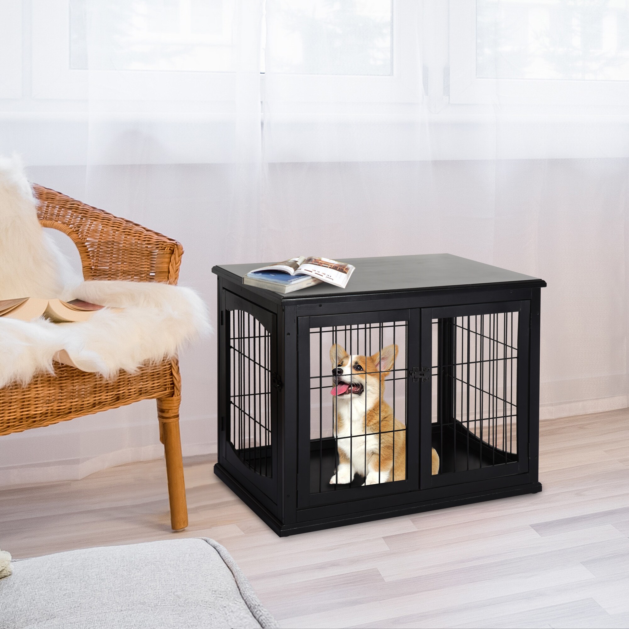 PawHut Hundekäfig mit 2 Türen 81 x 58,5 x 66 cm (BxTxH)